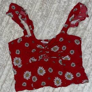 No Boundaries Red Floral Top